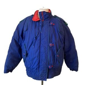Y2k Vintage 80's Ski Coat Sportsables Down Puffer Blue Sz S Grannycore Goth